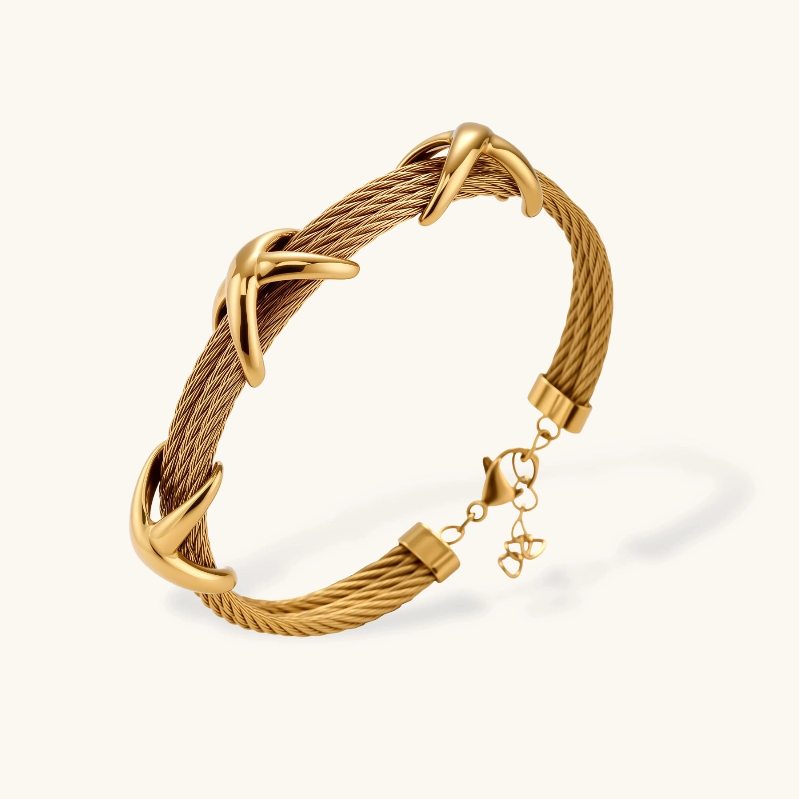 Close-up detail of Cross Knot Cable Bracelet by Averuna Jewellery
