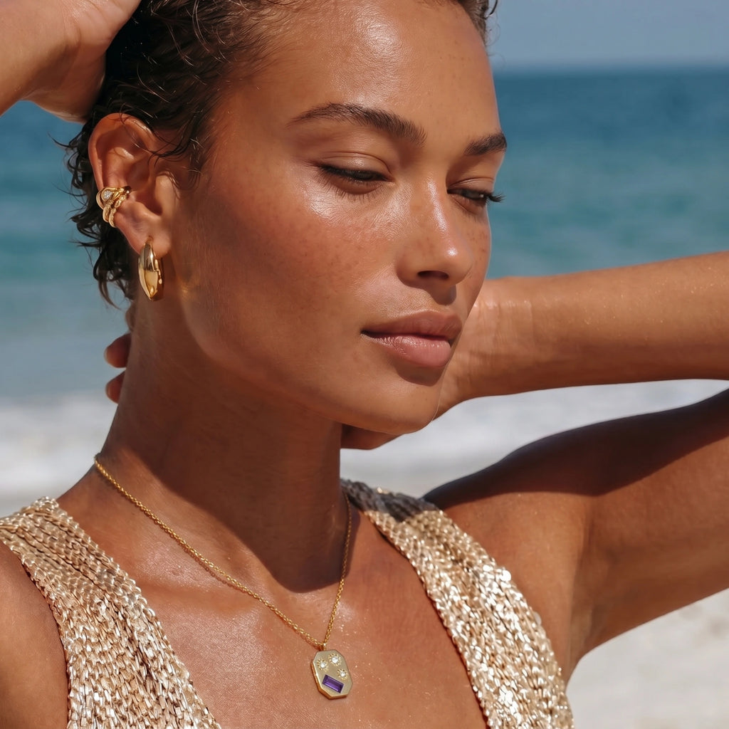 Close-up detail of Stellar Vault Necklace by Averuna Jewellery