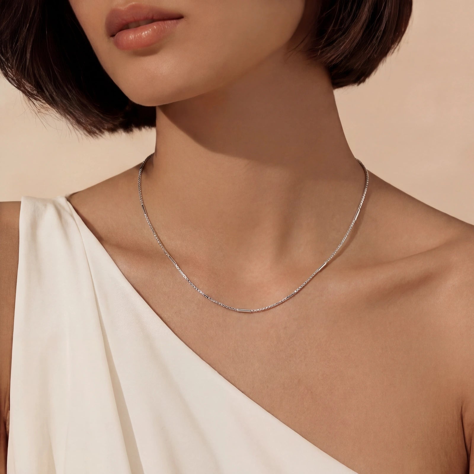 Close-up detail of Rhythm Chain Necklace by Averuna Jewellery