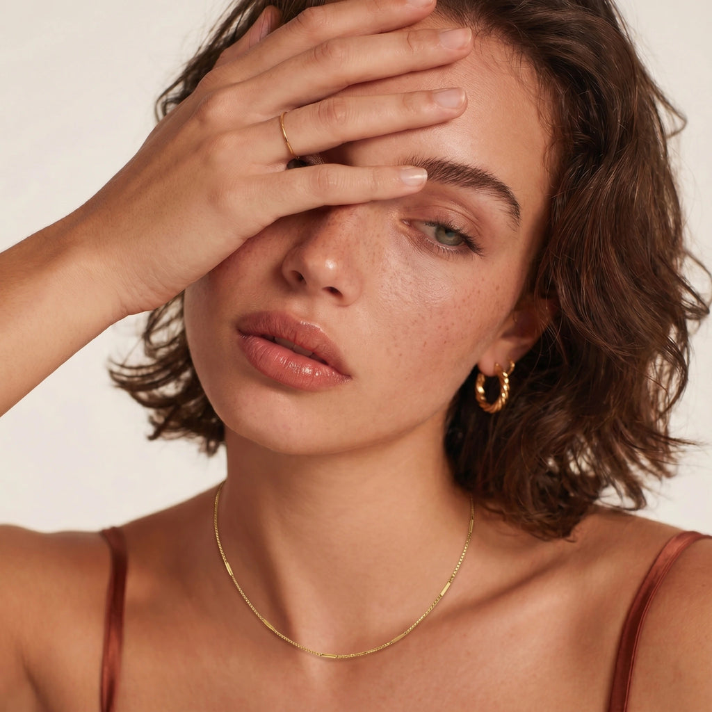 Golden Minimalist Chain Necklace by Averuna Jewellery